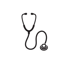 Stethoscope black silhouette vector icon illustration.