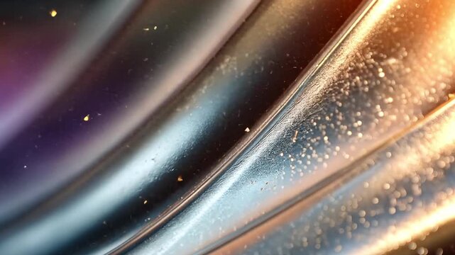 Abstract Wave Pattern with Shimmering Metallic Surfaces and Lights