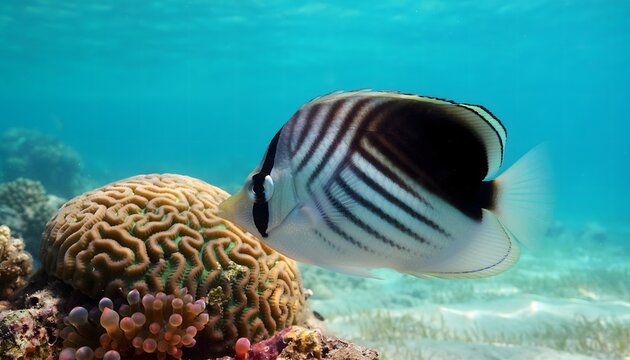 Threadfin Butterflyfish (Chaetodon auriga) &ndash; High Definition Underwater Photography