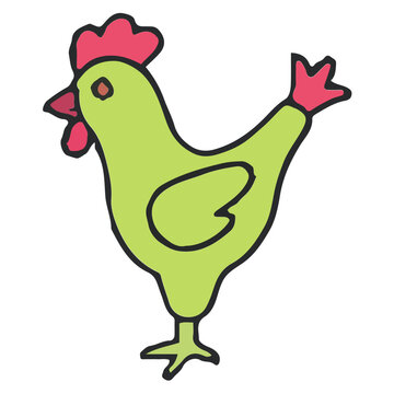 Cute Cartoon Green Chicken Illustration
