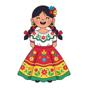 Mexican Girl in Traditional Folklorico Dress