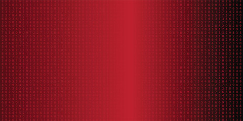 Vector streaming binary code red background. Data and technology, decryption and encryption.