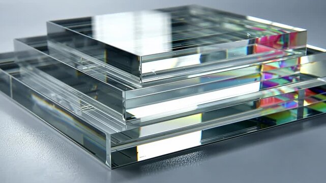 Luminous Clear Acrylic Sheets with Colorful Reflections and Depth
