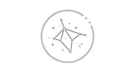 Minimalist constellation icon with stars in a circular frame © jum
