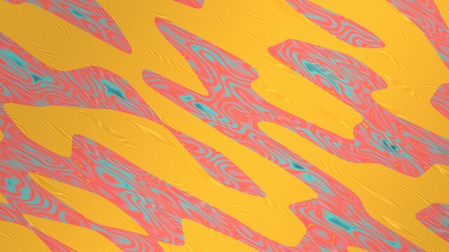 Abstract pattern with vibrant yellow, pink, and teal organic flowing shapes for modern design background