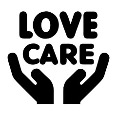 Obraz premium Two hands forming a heart shape with the words love and care in the center