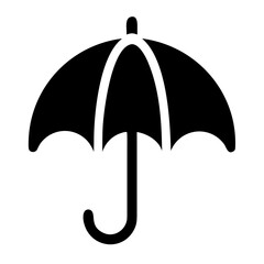 A sleek black and white umbrella standing upright against a plain background © Chandra