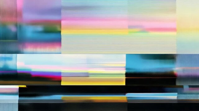 Abstract Colorful Digital Distortion with Vibrant Geometric Patterns