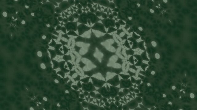 Abstract symmetrical green pattern with intricate geometric tribal motifs for decorative backgrounds