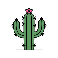 咲いたサボテンのカラーアイコン