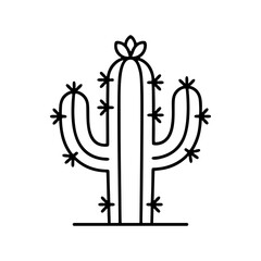 咲いたサボテンの線画アイコン