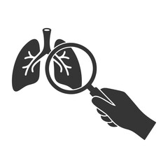ルーペを持つ手のシルエットアイコン　肺