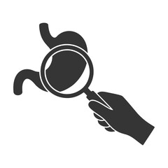 ルーペを持つ手のシルエットアイコン　胃