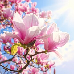 Obraz premium Magnolienbaum in voller Blüte