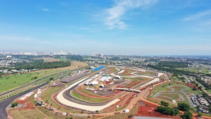 Fototapeta premium Fantastic aerial view of Goiania's racetrack in March, 2026. Goiania, Goias, Brazil 