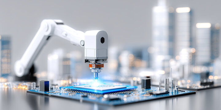Illustration of lithography machines for chip manufacturing