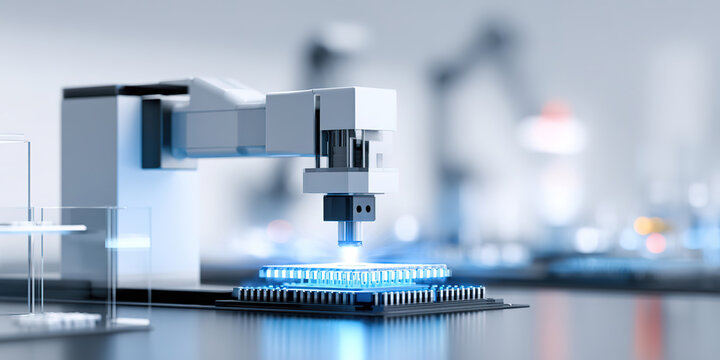 Illustration of lithography machines for chip manufacturing