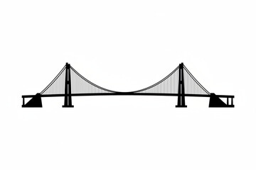 Obraz premium Golden Gate Bridge in Simplified Form: An elegant black and white illustration of an iconic bridge, its majestic silhouette against the sky, symbolizing connection and engineering prowess.