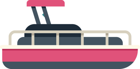 Pontoon boat flat vector illustration for water transport © anatolir