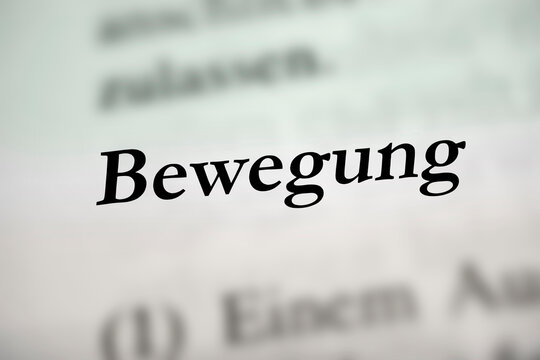 Bewegung - Textwort schwarz in deutsch