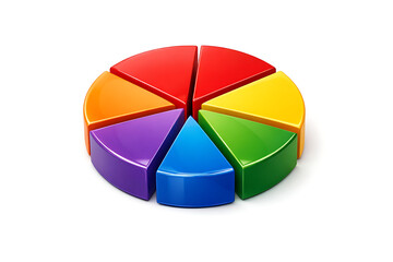 Obraz premium Colorful Pie Chart 3D Illustration Isolated on White Background