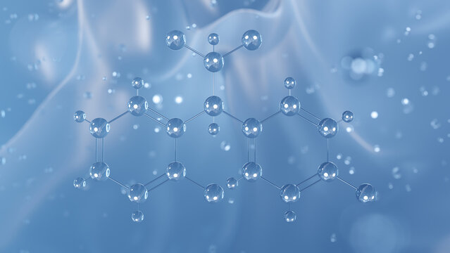 mitotane molecular structure, 3d model molecule, antineoplastic agent, structural chemical formula view from a microscope