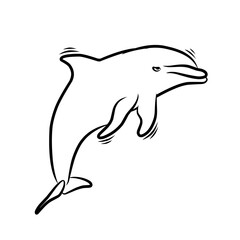 Fototapeta premium Dolphin vector icon in doodle style. Symbol in simple design. Cartoon object hand drawn isolated on white background.