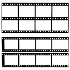 Three Strips of Black and White 35mm Film with Sprockets