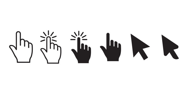 Computer mouse and hand cursor icons