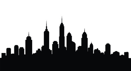 Obraz premium Dramatic skyline depiction of a city in stark black silhouette