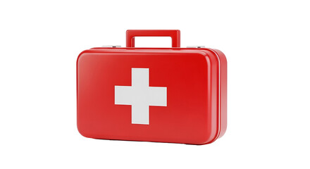 Obraz premium Red First Aid Kit with White Cross on Black Background