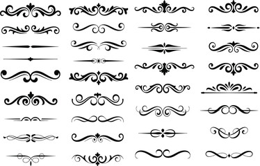 Obraz premium Set of vintage swirling ornate dividers and lines decorative elements