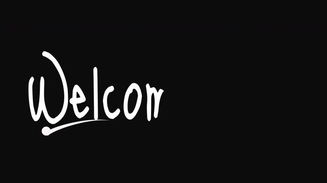 A white 'Welcome back' text animation on a black background with a clean and simple design.