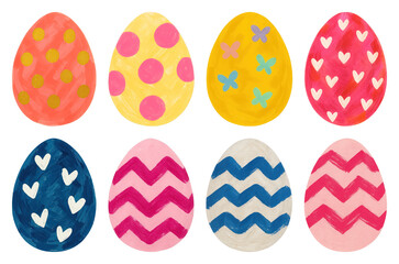 PNG Colorful decorative Easter eggs on transparent background