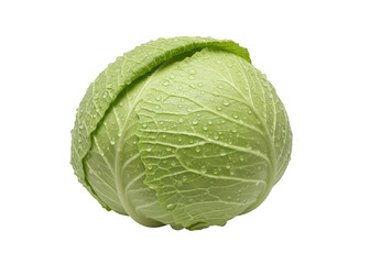 Fototapeta premium Fresh Green Cabbage Head Isolated on Transparent Background