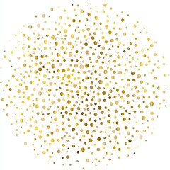 A cluster of small, golden, randomly sized circles against a white background