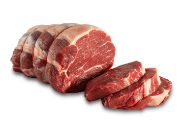 Obraz premium Sliced raw beef on white background meat cuts steak
