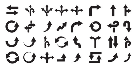 Naklejka premium Navigation arrow icons set. Different direction signs. Web interface pointers vector