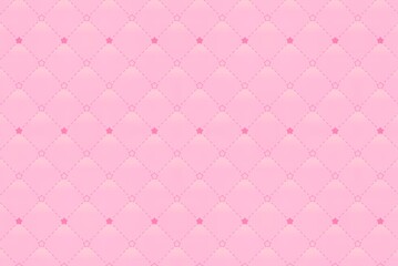 Fototapeta premium Pink quilted background with small diamond-shaped patterns and pink polka dots for a soft, feminine aesthetic
