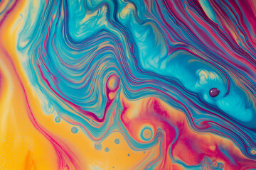 Abstract Colorful Fluid Paint Swirls Background