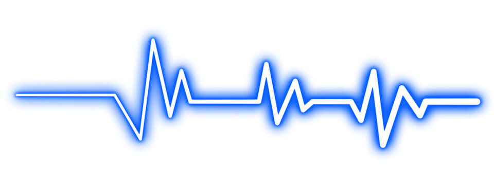 heart beat on ecg vector. heartbeat line icon. vector illustration PNG Formet. Neon glowing blue heartbeat line on transparent background. Modern clean medical symbol isolated on transparent
