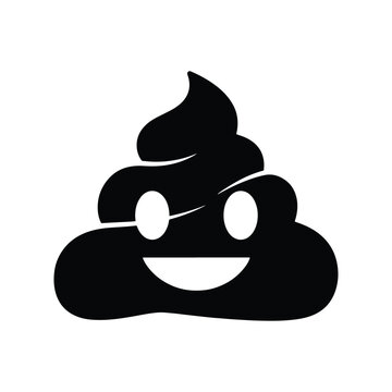 Smiling Poop Emoji Silhouette Icon