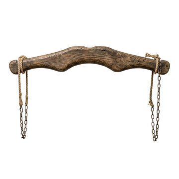 Antique wooden ox yoke with metal chains