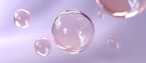 Bubbles float gently on a light purple background creating a visual of simple shapes in a relaxing space for viewing