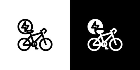 Fototapeta premium Bicycle Green Travel icon concept with flat Black White Background. Vector illustration.