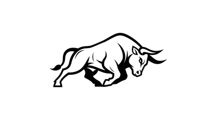Fototapeta premium Running bull silhouette vector illustration on white background