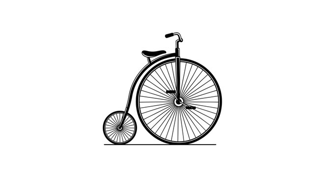Vintage penny farthing bicycle illustration isolated on white background