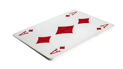 Ace of diamonds playing card on white background