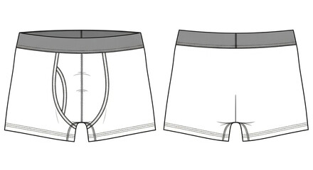 Elegant men's boxer briefs in white with gray waistband