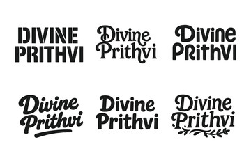 Obraz premium Harmonious Lettering Variations. Divine Prithvi. Set lettering. harmonious lettering variations of the same emblematic concept (Stencil-inspired